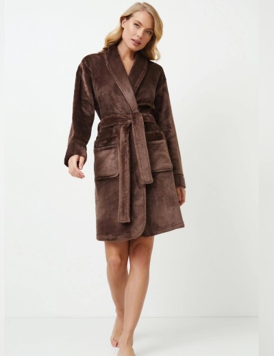 Плюшевый женский халат Aruelle EVA BROWN, Цвет: шоколадный, Размеры: XL, изображение 3