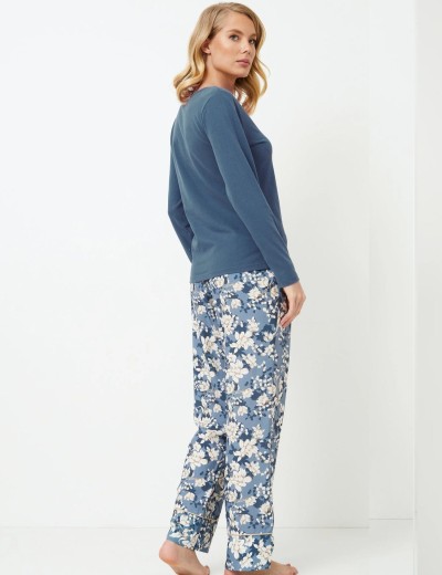 Пижама женская со штанами Aruelle FLEUR, Цвет: серо-голубой, Размеры: XS, изображение 3