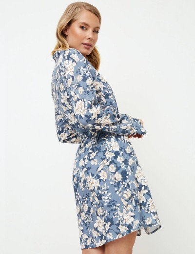 Рубашка-халат из вискозы Aruelle FRANCINE, Цвет: серо-голубой, Размеры: XS, изображение 2