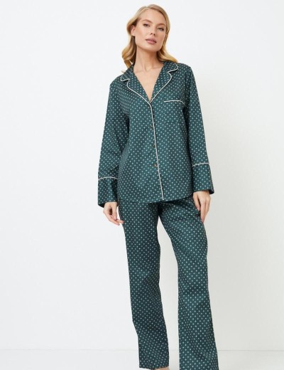 Хлопковая пижама с брюками Aruelle GENNY, Цвет: зеленый, Размеры: XS, изображение 2