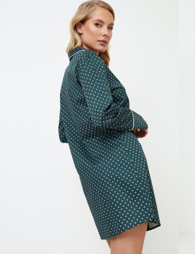 Халат-рубашка из хлопка Aruelle GENNY, Цвет: зеленый, Размеры: S, изображение 2