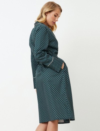 Хлопковый халат Aruelle GRISELLE, Цвет: зеленый, Размеры: M, изображение 2