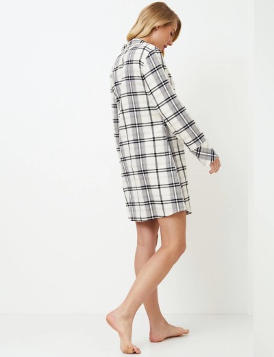 Фланелевая сорочка-рубашка Aruelle HENRIETTA, Цвет: серый/молочный, Размеры: XS, изображение 3