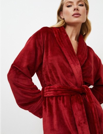 Плюшевый халат женский Aruelle HOLLY, Цвет: бургундское вино, Размеры: L, изображение 3
