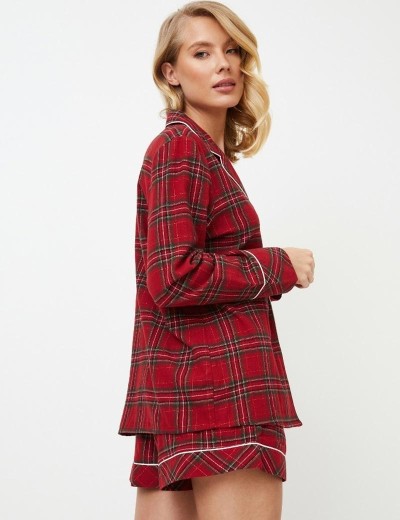 Фланелевая пижама с шортами Aruelle HOLLY, Цвет: бургундское вино, Размеры: XS, изображение 2