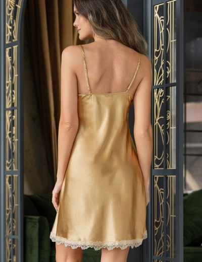Короткая атласная сорочка Mia-Mella JULIA 8730 золотой, Цвет: золотой, Размеры: XL, изображение 2