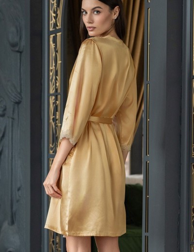 Атласный халат-кимоно Mia-Mella JULIA 8733 золотой, Цвет: золотой, Размеры: 2XL/3XL, изображение 2