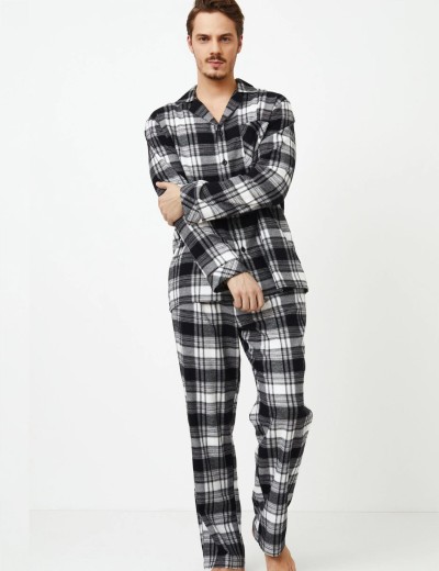 Фланелевая мужская пижама Aruelle JAMES, Цвет: черный/белый, Размеры: L, изображение 2