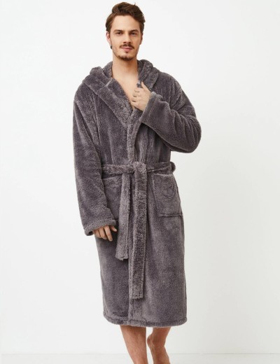 Мужской халат с капюшоном Aruelle JASON, Цвет: темно-серый, Размеры: XL, изображение 2
