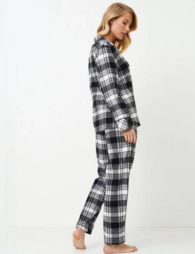 Фланелевая пижама со штанами Aruelle JOAN, Цвет: черный/белый, Размеры: 2XL, изображение 4
