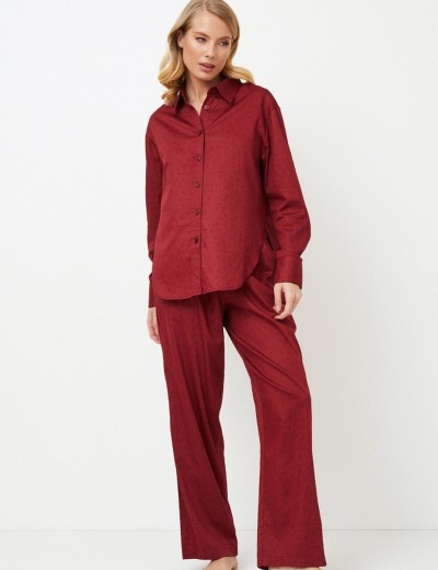 Хлопковая пижама с брюками Aruelle VITTORIA, Цвет: бургундское вино, Размеры: M, изображение 2