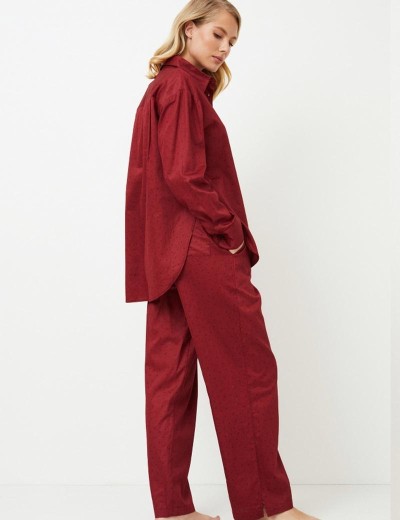 Хлопковая пижама с брюками Aruelle VITTORIA, Цвет: бургундское вино, Размеры: M, изображение 3