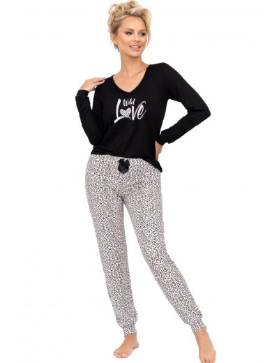 Пижама с брюками Donna PANTERA long pyjamas BLACK, Цвет: черный, Размеры: S, изображение 2