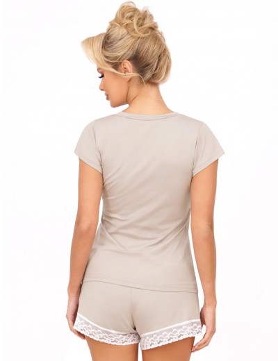 Вискозная пижама с шортами Donna SIMPLY 1/2 pyjamas BEIGE, Цвет: бежевый, Размеры: S, изображение 2