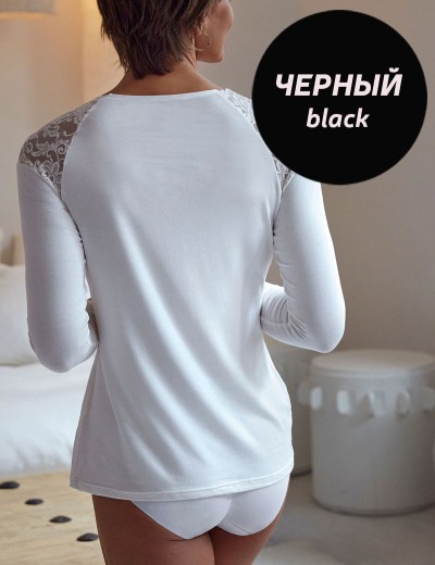 Черная кофта с кружевом Janira ANGIE 1040152 black, Цвет: black (черный), Размеры: XL, изображение 2