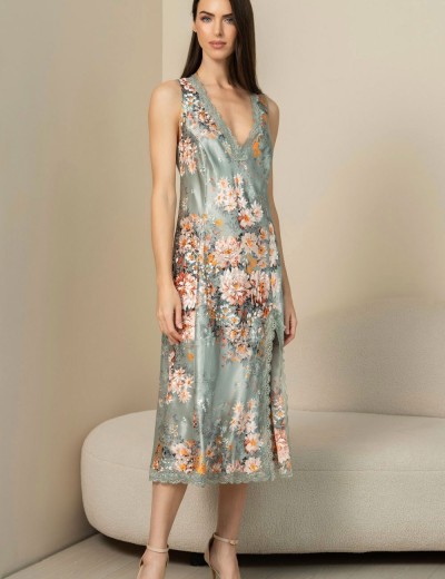 Шелковая сорочка с цветами Mia-Amore AZALIA 4411, Цвет: серебристый, Размеры: 2XL, изображение 4 Шелковая сорочка с цветами Mia-Amore AZALIA 4411, Цвет: серебристый, Размеры: 2XL, изображение 4