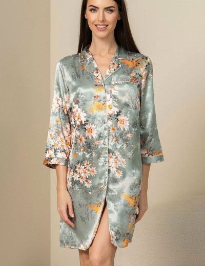 Рубашка халат из шелка Mia-Amore AZALIA 4415, Цвет: серебристый, Размеры: L, изображение 4