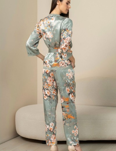 Шелковый комплект с брюками Mia-Amore AZALIA 4416, Цвет: серебристый, Размеры: S, изображение 3