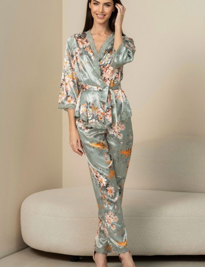 Шелковый комплект с брюками Mia-Amore AZALIA 4416, Цвет: серебристый, Размеры: S, изображение 4