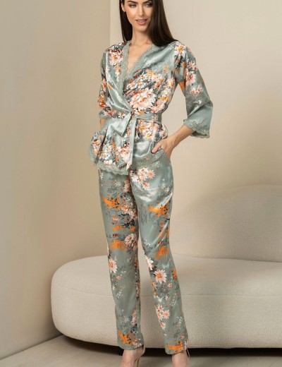 Шелковый комплект с брюками Mia-Amore AZALIA 4416, Цвет: серебристый, Размеры: S, изображение 2