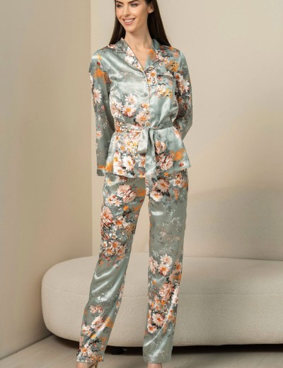 Шелковый комплект тройка Mia-Amore AZALIA 4417, Цвет: серебристый, Размеры: S, изображение 4