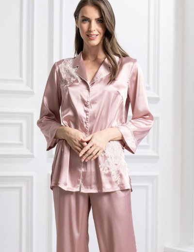 Пижама шёлковая Mia-Amore FELLINI 3915 пудра, Цвет: пудровый, Размеры: L, изображение 3