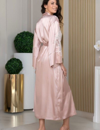 Длинный халат из шёлка Mia-Amore FELLINI 3919 пудра, Цвет: пудровый, Размеры: L/XL, изображение 2