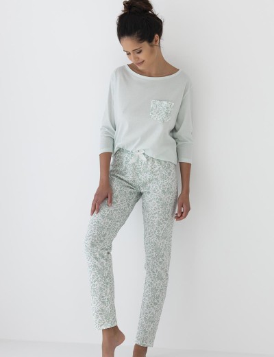 Домашний хлопковый комплект Sensis FLORA, Цвет: мята, Размеры: M, изображение 2