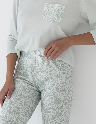 Домашний хлопковый комплект Sensis FLORA, Цвет: мята, Размеры: M, изображение 3