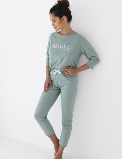 Пижама с брюками из хлопка Sensis GARDEN, Цвет: зеленый, Размеры: M, изображение 2