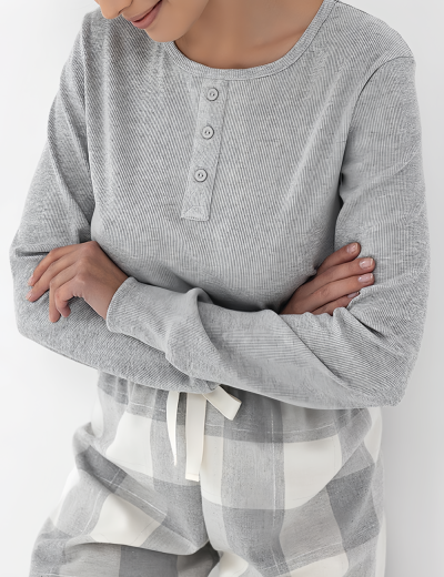 Пижама с фланелевыми брюками Sensis VESPER, Цвет: серый, Размеры: M, изображение 3