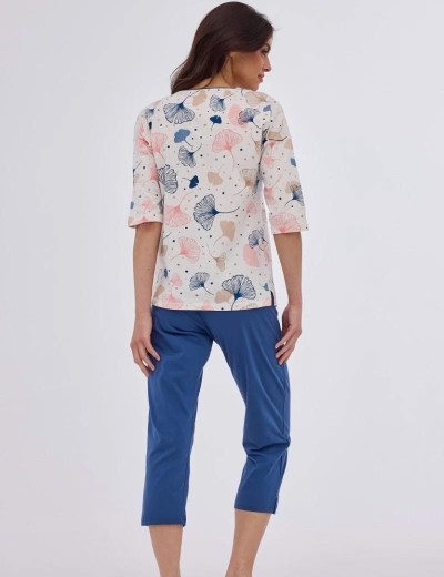 Женская пижама с брюками Cornette 147 SELENA, Цвет: экрю/синий, Размеры: M, изображение 2