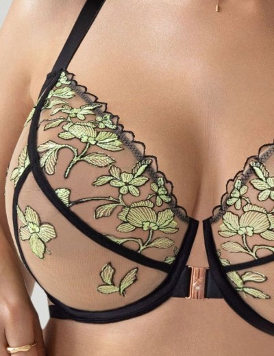 Бюстгальтер с застежкой спереди Kris Line LIME soft opened up front, Цвет: бежевый+лайм, Размеры: 100C, изображение 6