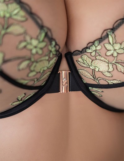 Бюстгальтер с застежкой спереди Kris Line LIME soft opened up front, Цвет: бежевый+лайм, Размеры: 100C, изображение 3