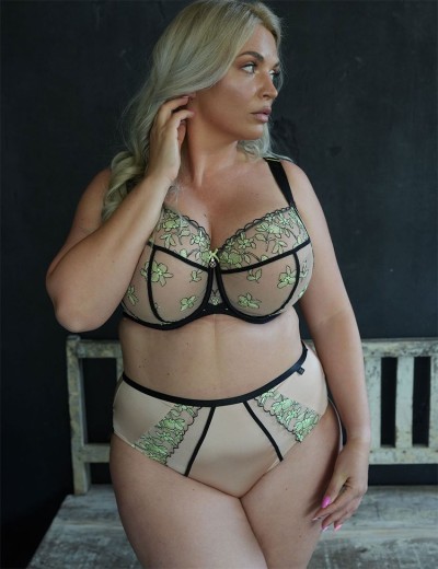 Бюстгальтер с мягкой чашкой Kris Line LIME soft full cup, Цвет: бежевый+лайм, Размеры: 100E, изображение 4