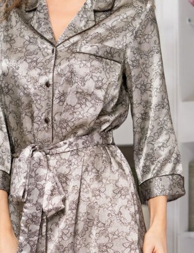 Атласная рубашка-халат Mia-Amore AJUR 8777, Цвет: капучино, Размеры: M, изображение 3