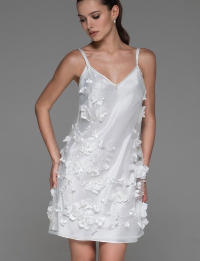 Прозрачная сорочка из сетки с цветами Mia-Amore FLORINDA 4274 белый, Цвет: белый, Размеры: S, изображение 3