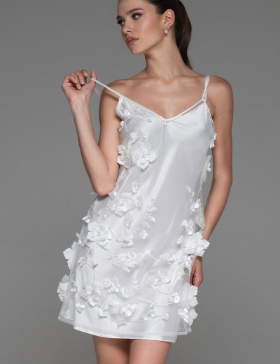 Прозрачная сорочка из сетки с цветами Mia-Amore FLORINDA 4274 белый, Цвет: белый, Размеры: S, изображение 5