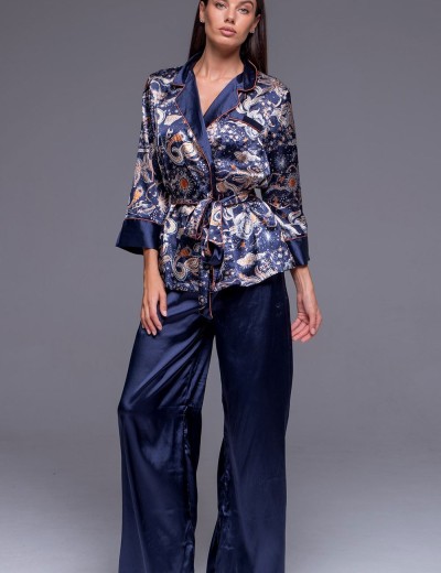 Атласная пижама двойка Mia-Amore ZODIAC 7287, Цвет: темно-синий, Размеры: S, изображение 3