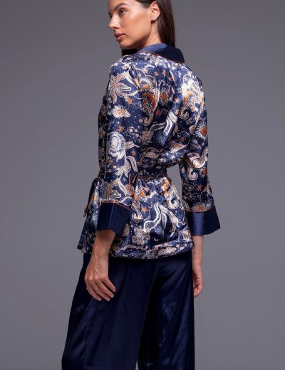 Атласная пижама двойка Mia-Amore ZODIAC 7287, Цвет: темно-синий, Размеры: S, изображение 2