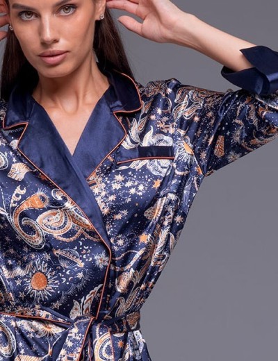 Атласная пижама двойка Mia-Amore ZODIAC 7287, Цвет: темно-синий, Размеры: S, изображение 5