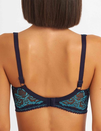 Бюстгальтер балконет кружево биколор Simona M 608 кварц-лазурит, Цвет: кварц-лазурит, Размеры: 75E, изображение 2