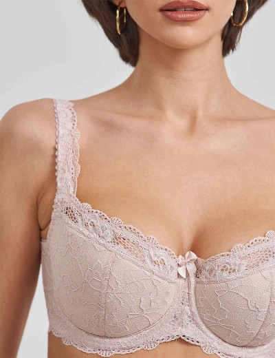 Бюстгальтер балконет Simona M 608 серебристый пион, Цвет: серебристый пион, Размеры: 75G, изображение 4