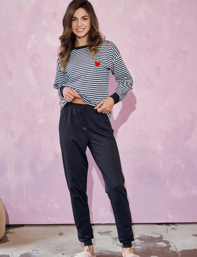 Темная женская пижама Taro 3219 TRUDY, Цвет: темно-синий/белый, Размеры: XL, изображение 2