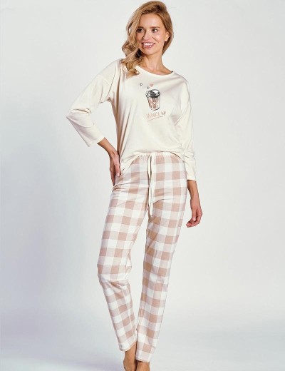 Хлопковая пижама с брюками Taro 3225 NATALIE, Цвет: светло-бежевый, Размеры: XL, изображение 2
