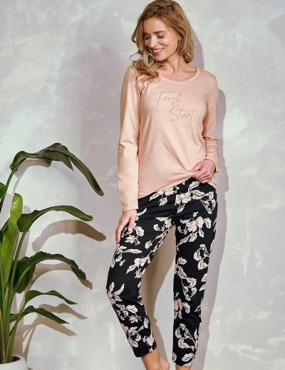 Хлопковая женская пижама Taro 3234/3255 KATIE, Цвет: бежево-розовый /черн, Размеры: M, изображение 2 Хлопковая женская пижама Taro 3234/3255 KATIE, Цвет: бежево-розовый /черн, Размеры: M, изображение 2