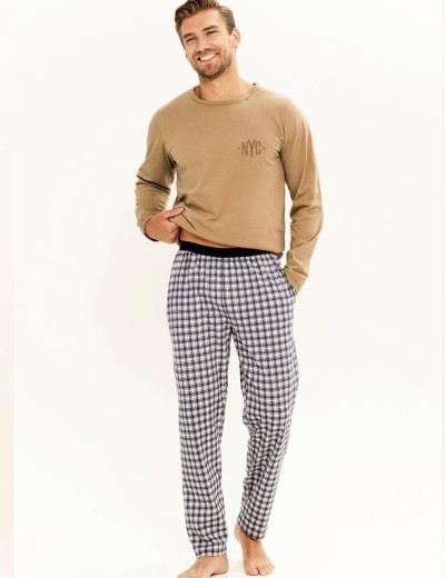 Пижама мужская со штанами Taro 3298 ROB, Цвет: бежевый/серый, Размеры: 2XL, изображение 2