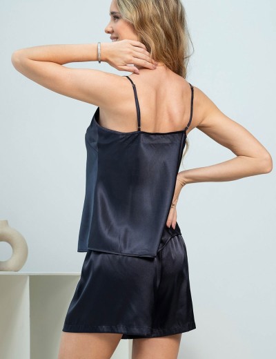 Шелковая пижама с шортами Mia-Amore EMMANUELLE 4344, Цвет: черника, Размеры: M, изображение 2