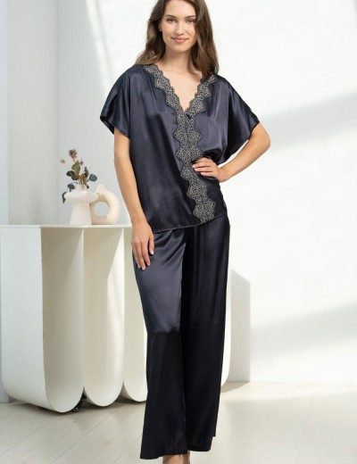 Шелковый комплект с брюками Mia-Amore EMMANUELLE 4346, Цвет: черника, Размеры: S, изображение 2