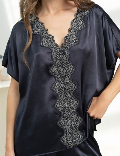 Шелковый комплект с брюками Mia-Amore EMMANUELLE 4346, Цвет: черника, Размеры: S, изображение 4